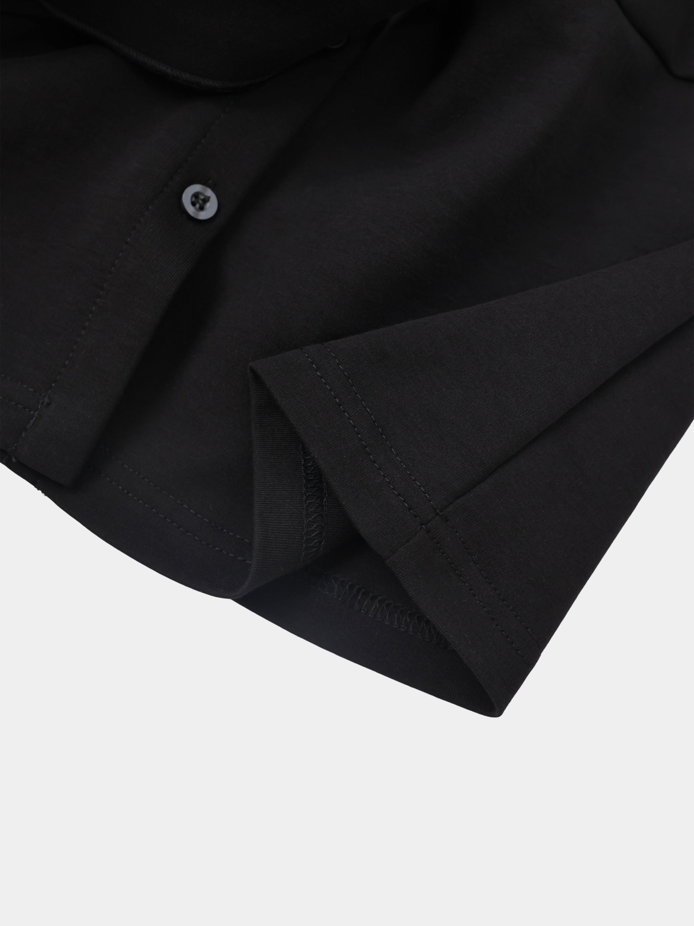 Waist Tie Button Down T-Shirt-Black