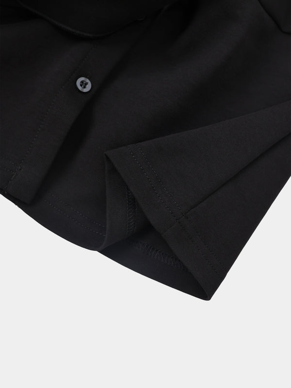 Waist Tie Button Down T-Shirt-Black