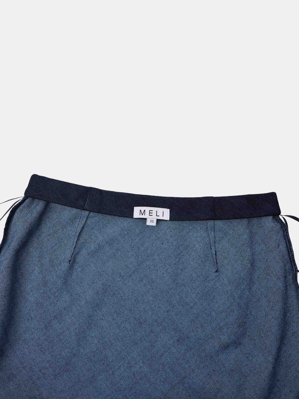 Classic Denim Skirt 37"-Dark Blue