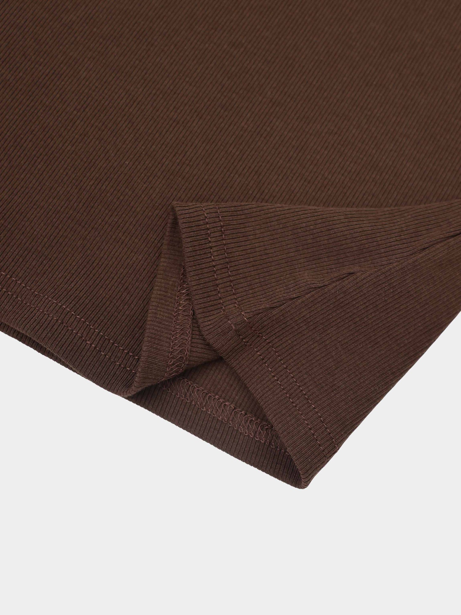 Soft Ribbed High V Tee-Chocolate Brown