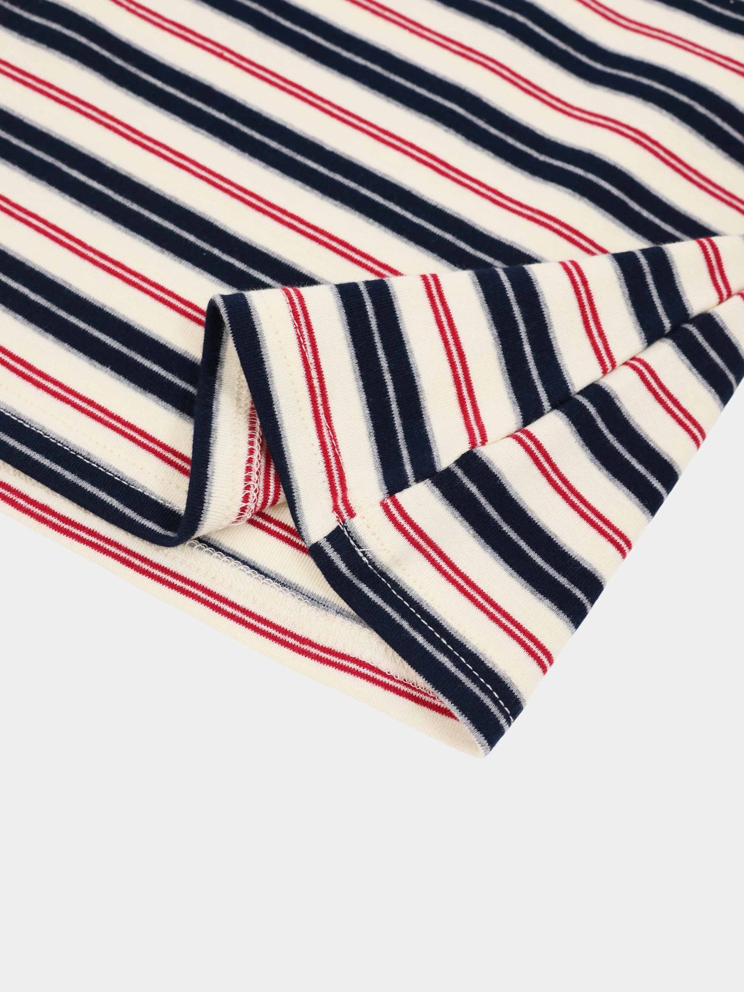 Embroidered Crown Striped Tee-Navy Stripe