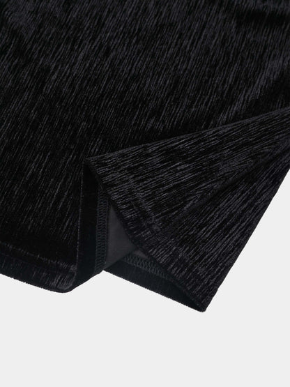 Textured Velour Turtleneck - Black