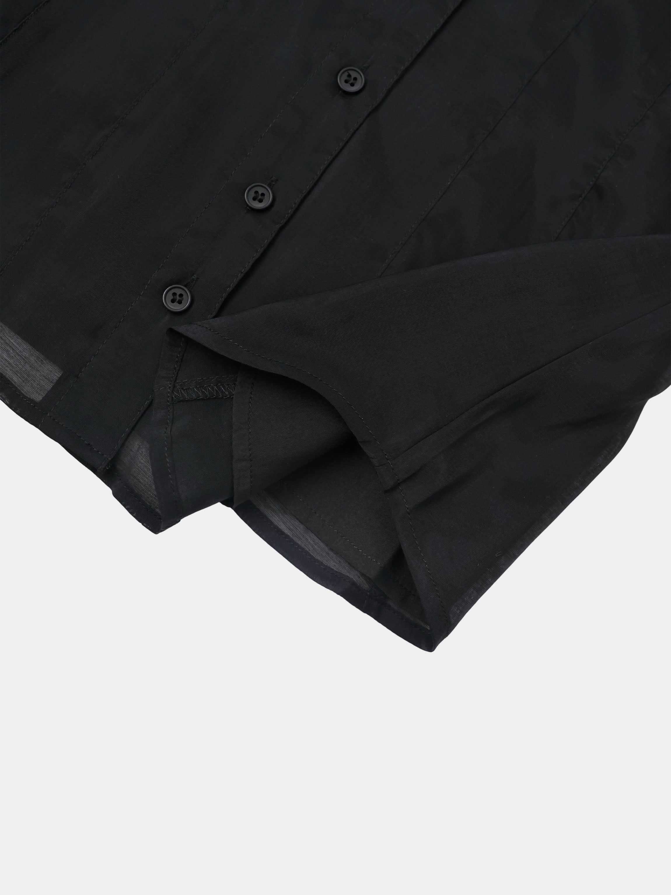 High V Neck Blouse-Black