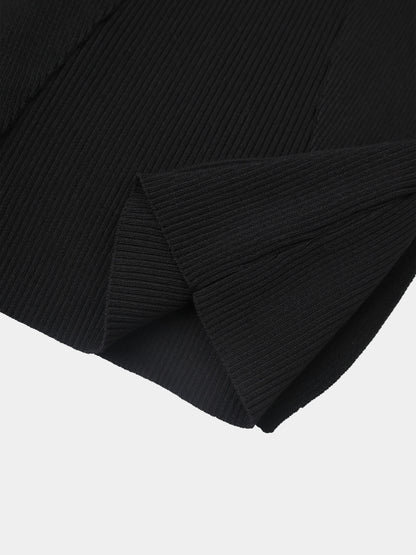 Side Ruffle Sweater - Black