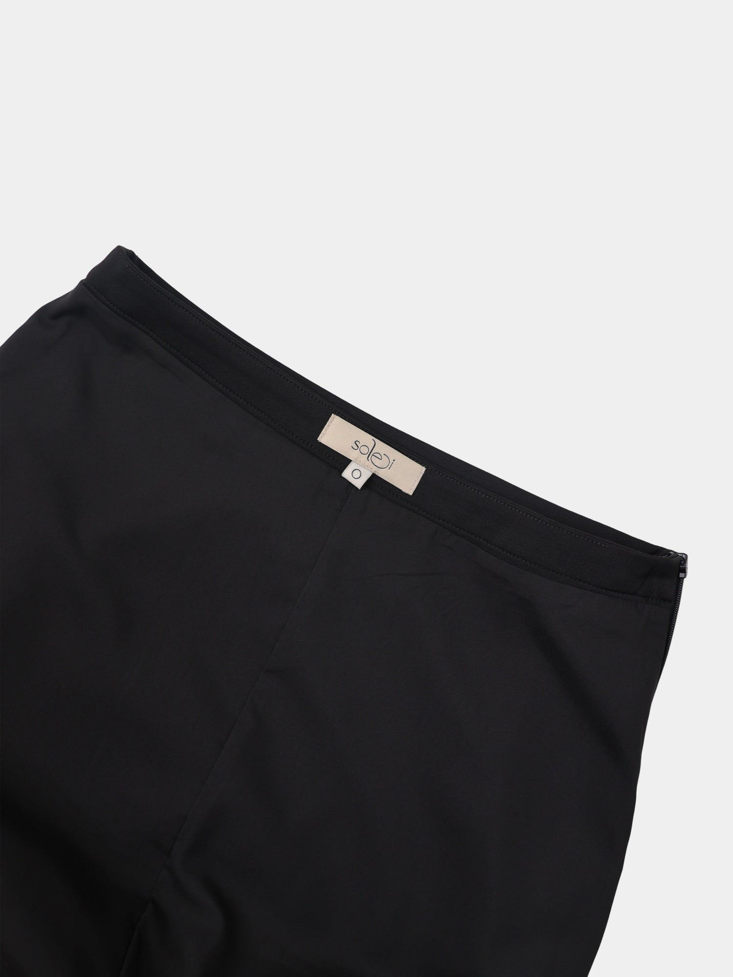 Curved Yoke Faux Satin Skirt - Black