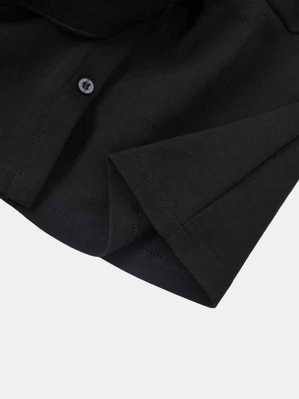Waist Tie Button Down T-Shirt Dress-Black
