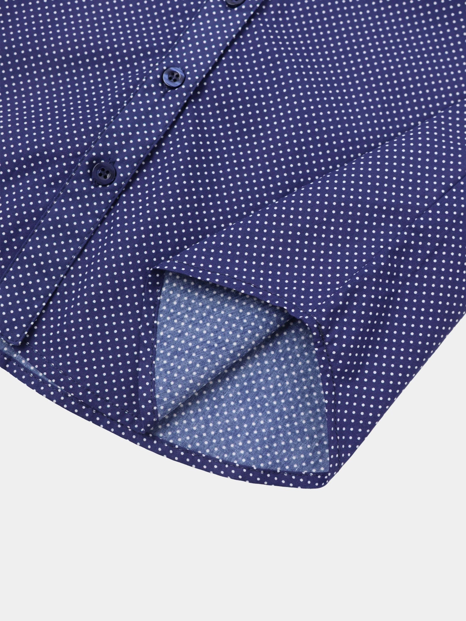 White Collar Mini Dot Shirt-Navy/White