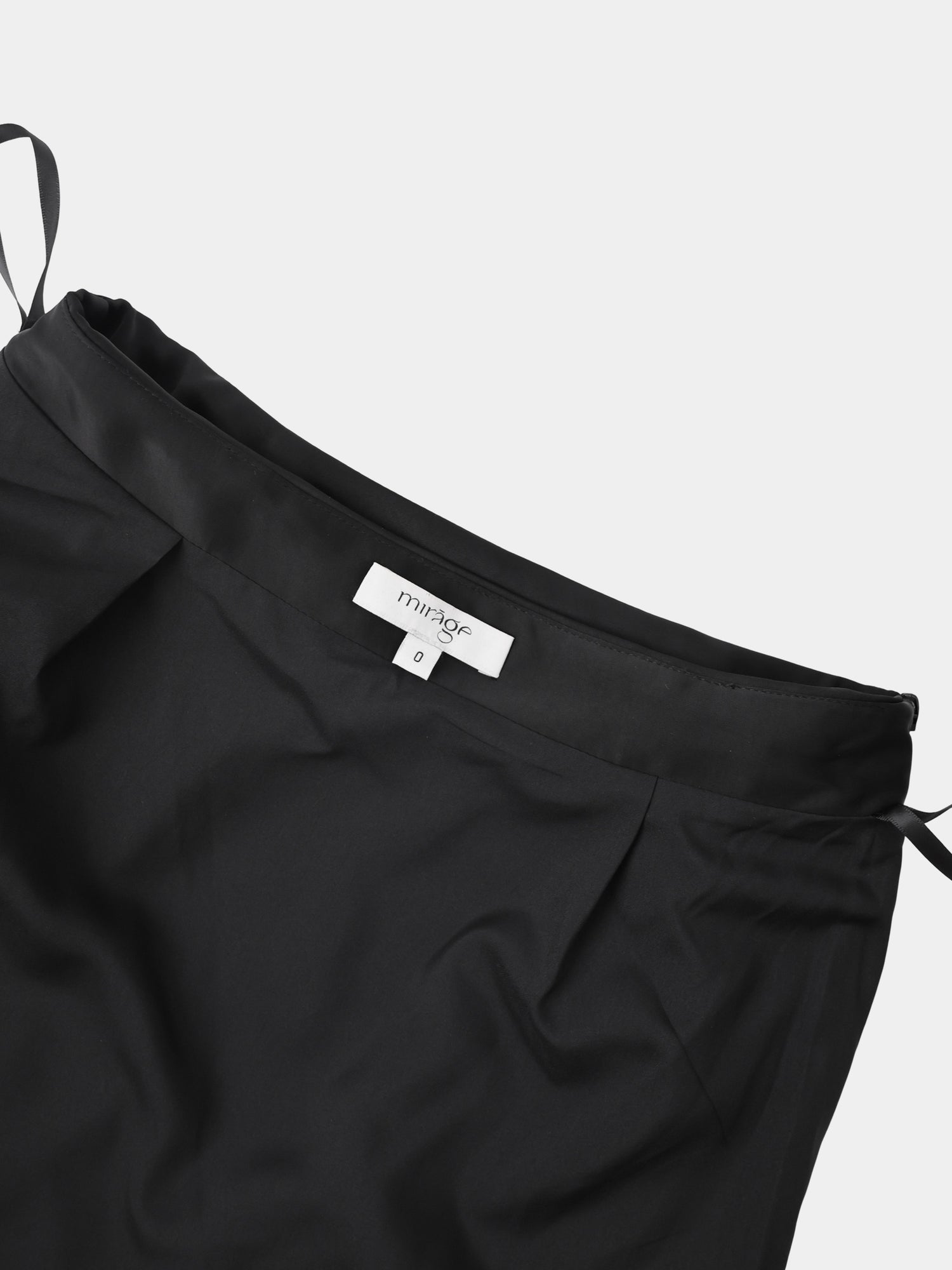 Faux Satin Ruffle Skirt - Black