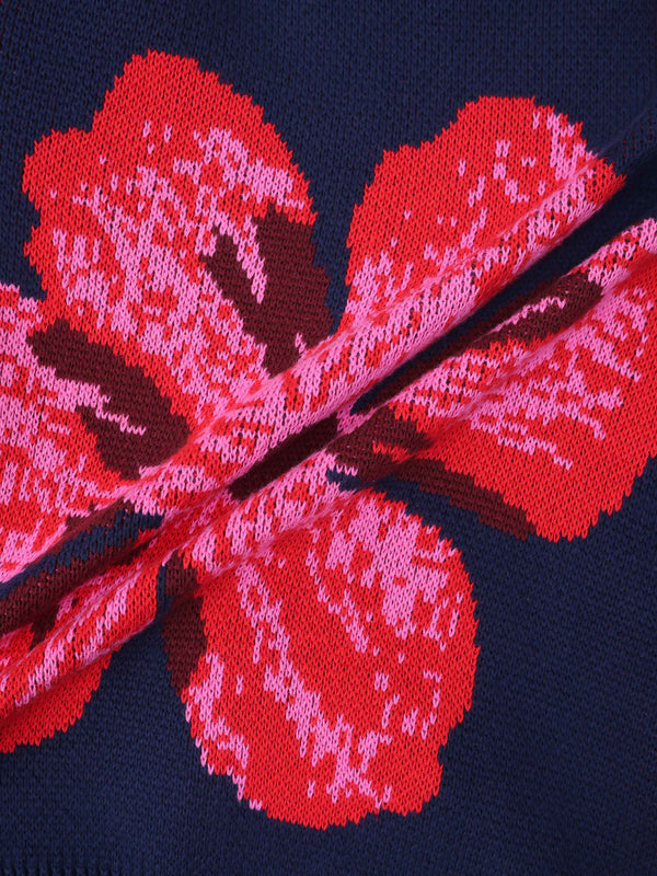 Flower Design Sweater - Blue