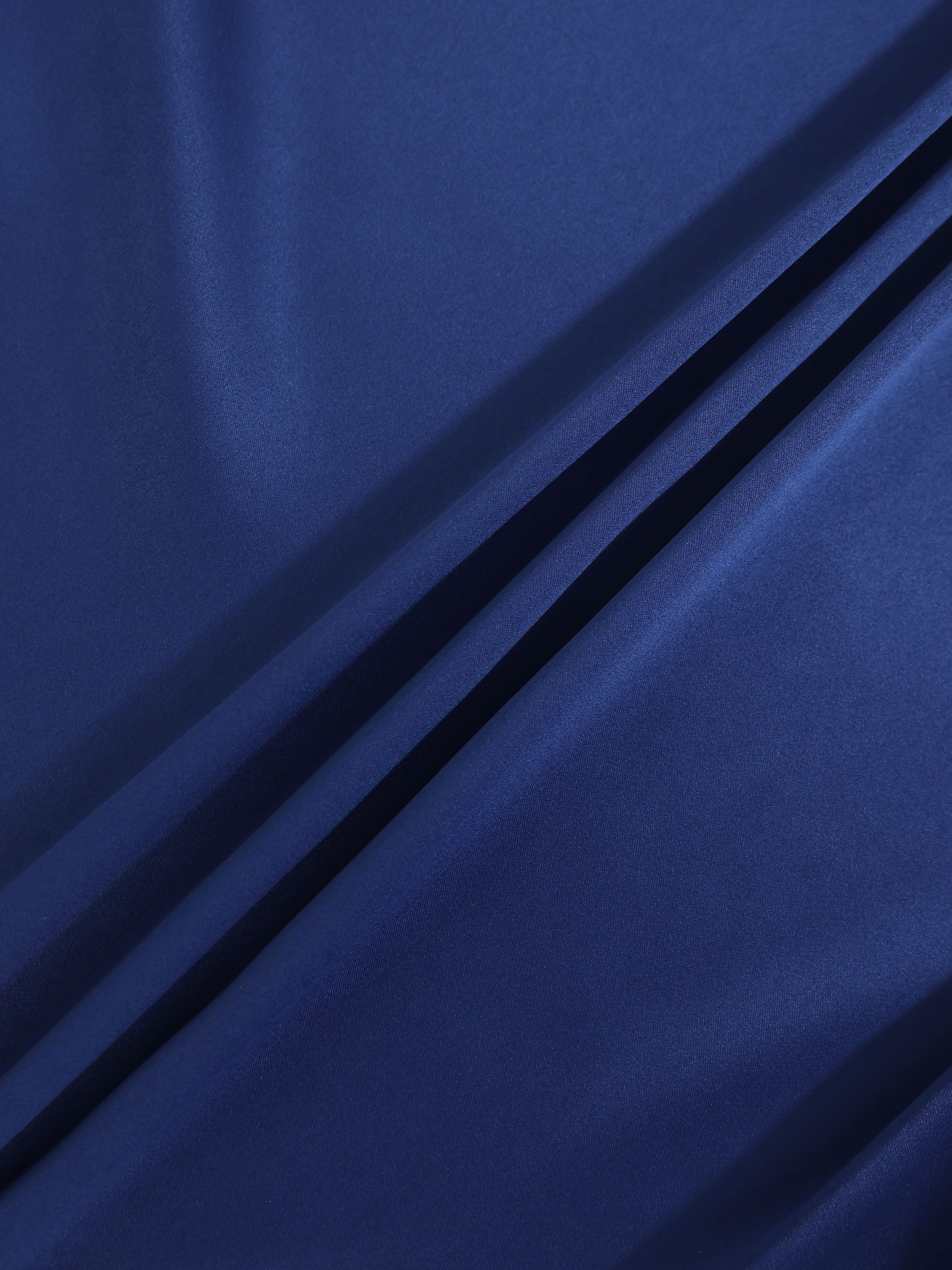 Faux Satin Micro Stitch Blouse-Navy