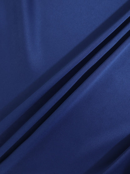 Faux Satin Micro Stitch Blouse-Navy