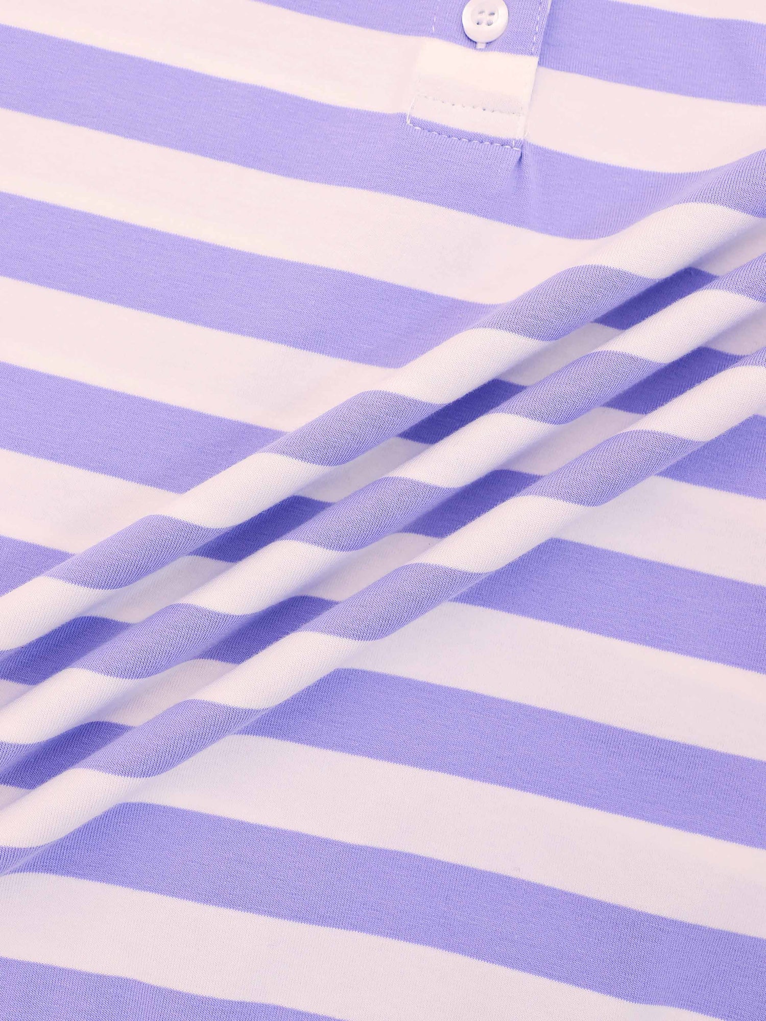 Striped Collar Bomber Tee-Lavender/White