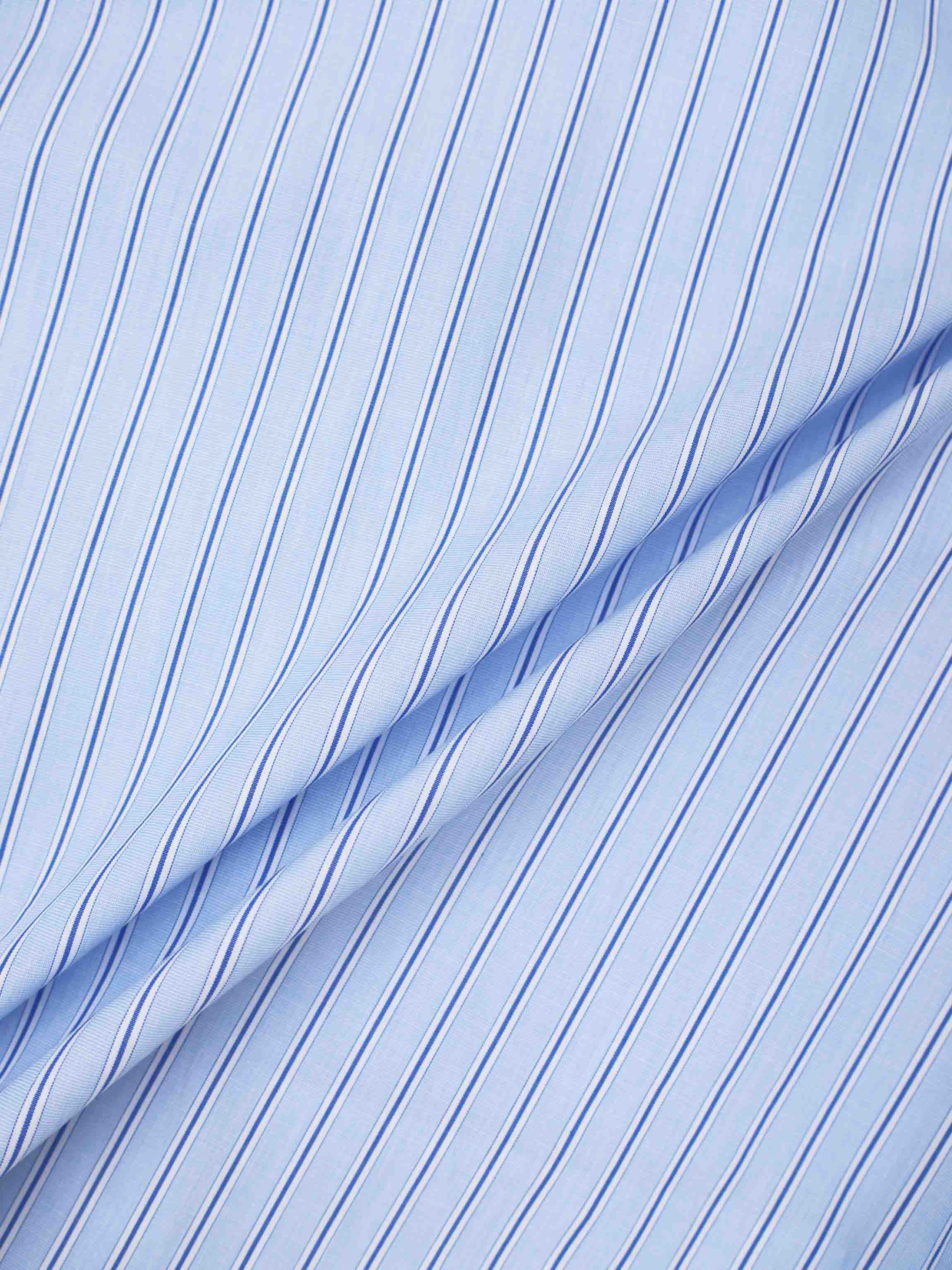 Crop Pinstripe Blouse-Blue/White