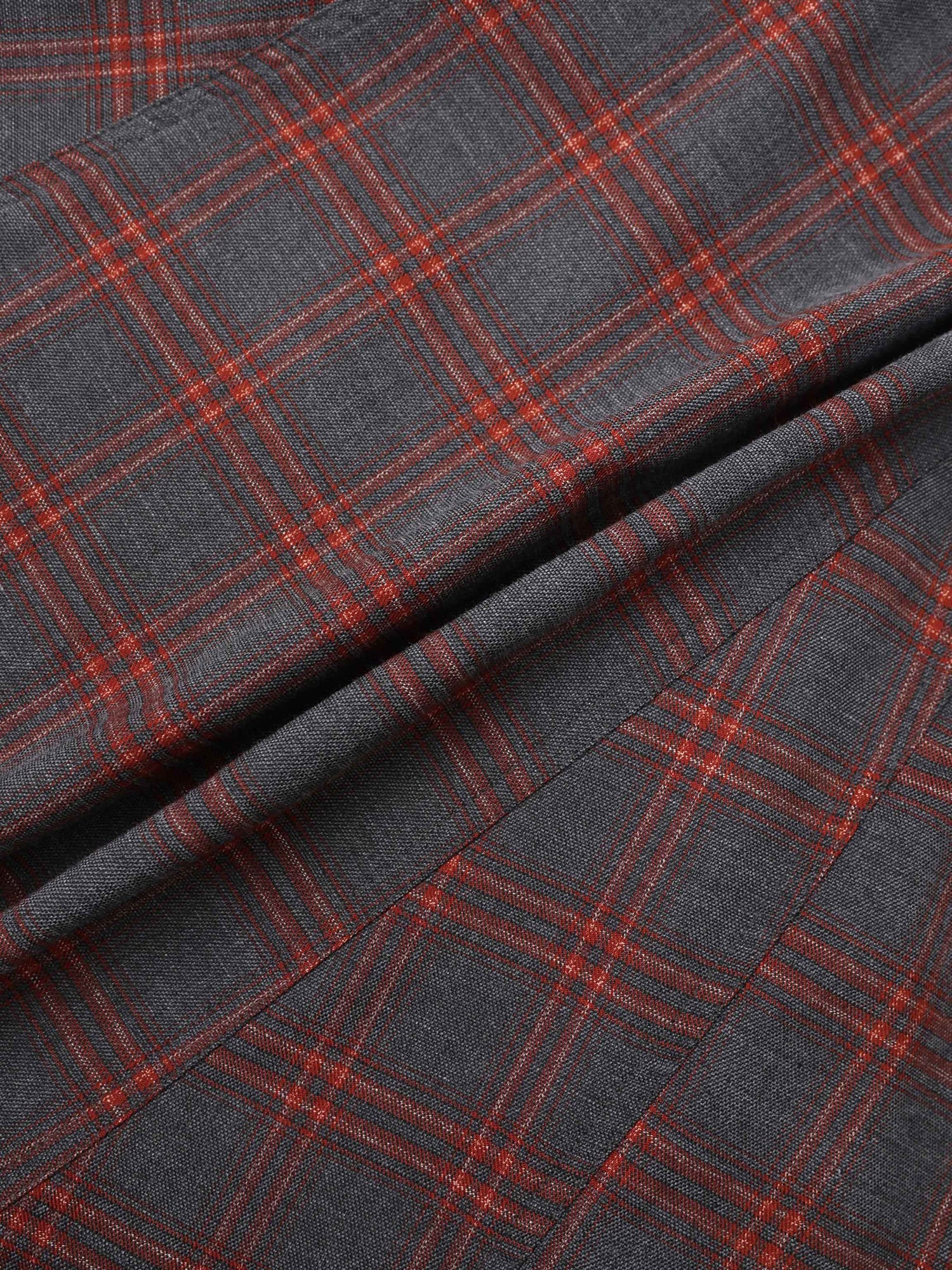 Seamed Flare Skirt - Grey/Rust Plaid