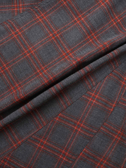 Seamed Flare Skirt - Grey/Rust Plaid