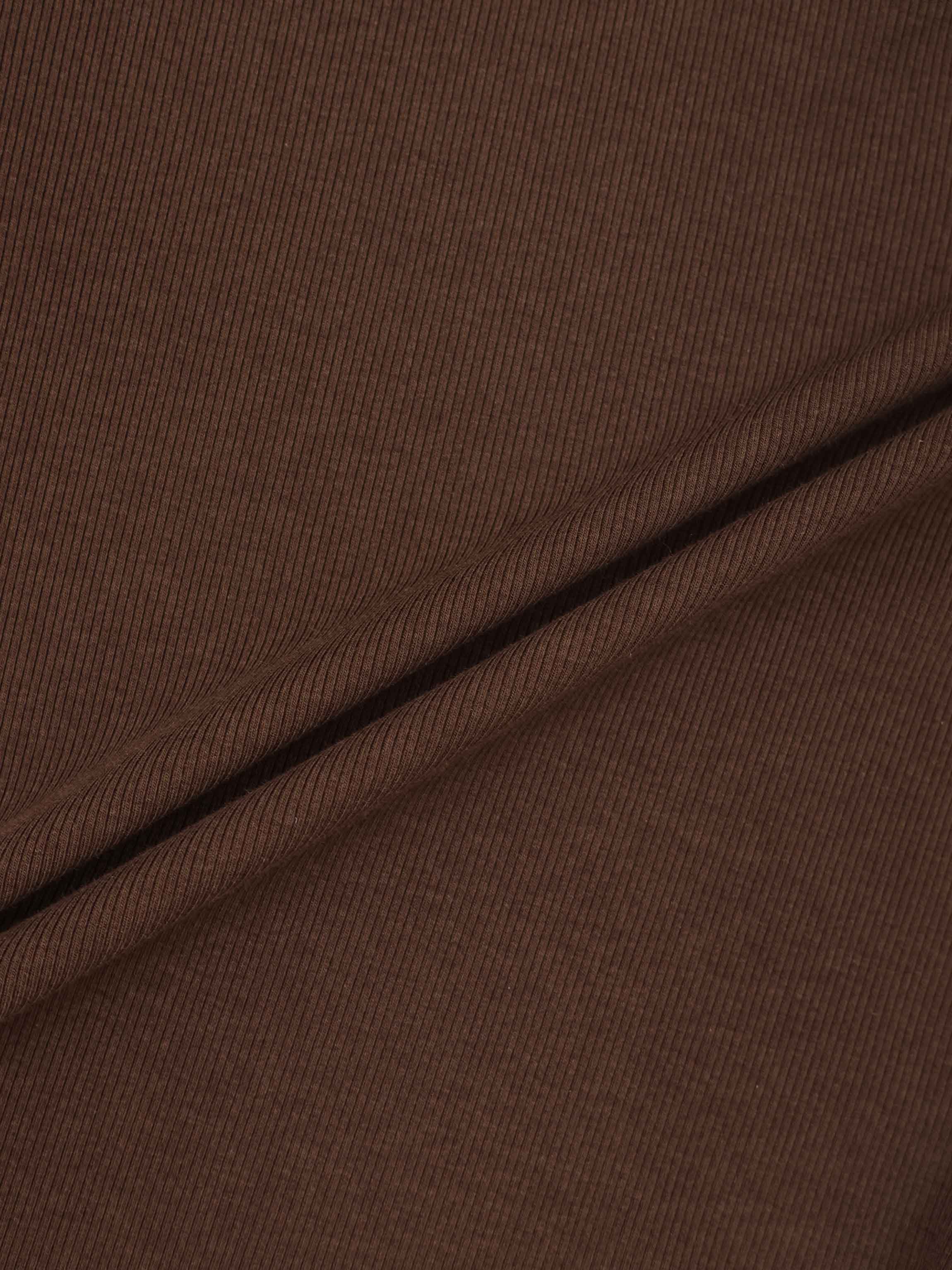 Soft Ribbed High V Tee-Chocolate Brown