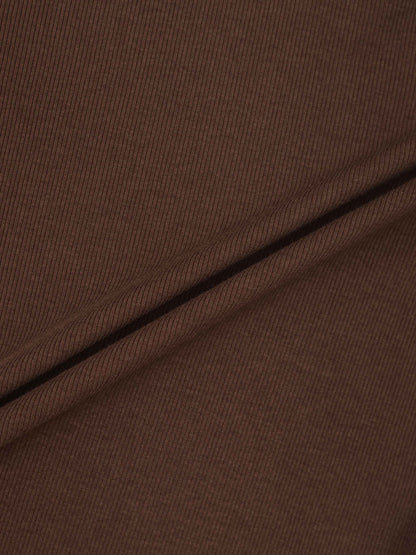 Soft Ribbed High V Tee-Chocolate Brown