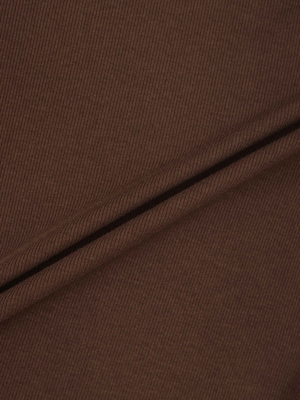 Soft Ribbed High V Tee-Chocolate Brown