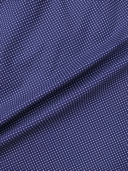 White Collar Mini Dot Shirt-Navy/White