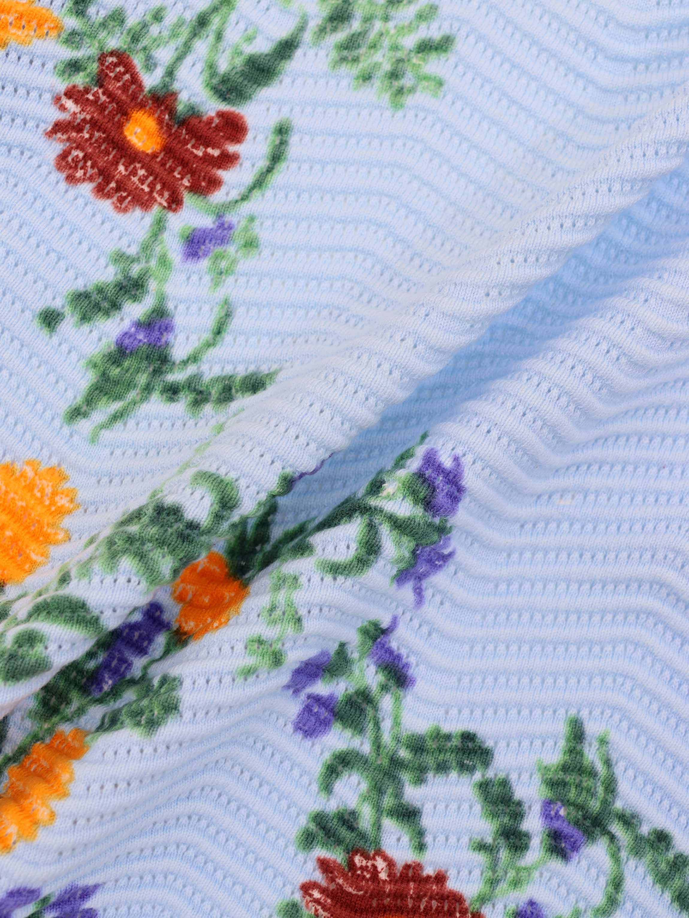 Printed Wave Cardigan-Light Blue Floral