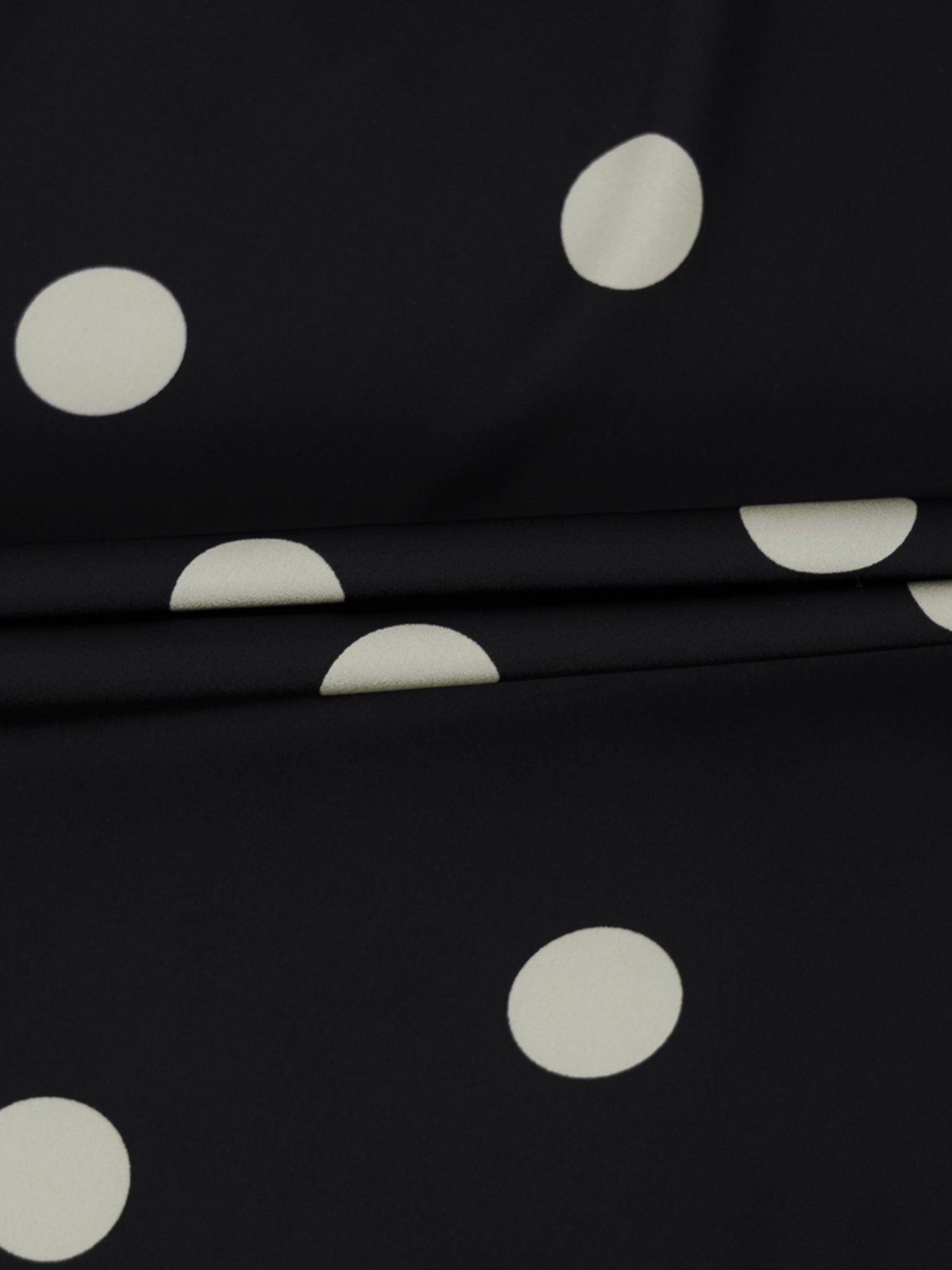 Oversized Satin Blouse-Black/Cream Polka Dot