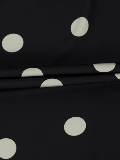 Oversized Satin Blouse-Black/Cream Polka Dot