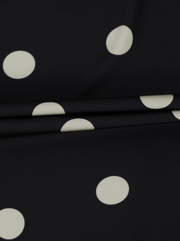 Oversized Satin Blouse-Black/Cream Polka Dot