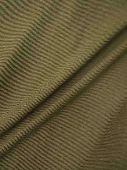Ribbed Button Down Shirt-Olive