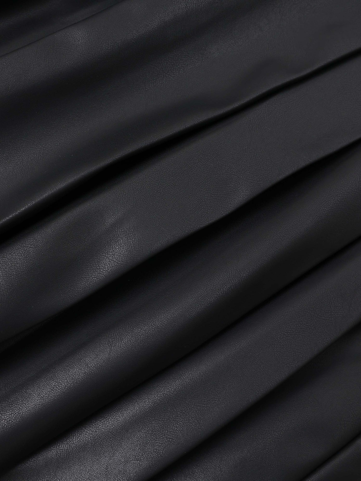 Yoke Faux Leather Pleat Skirt - Black