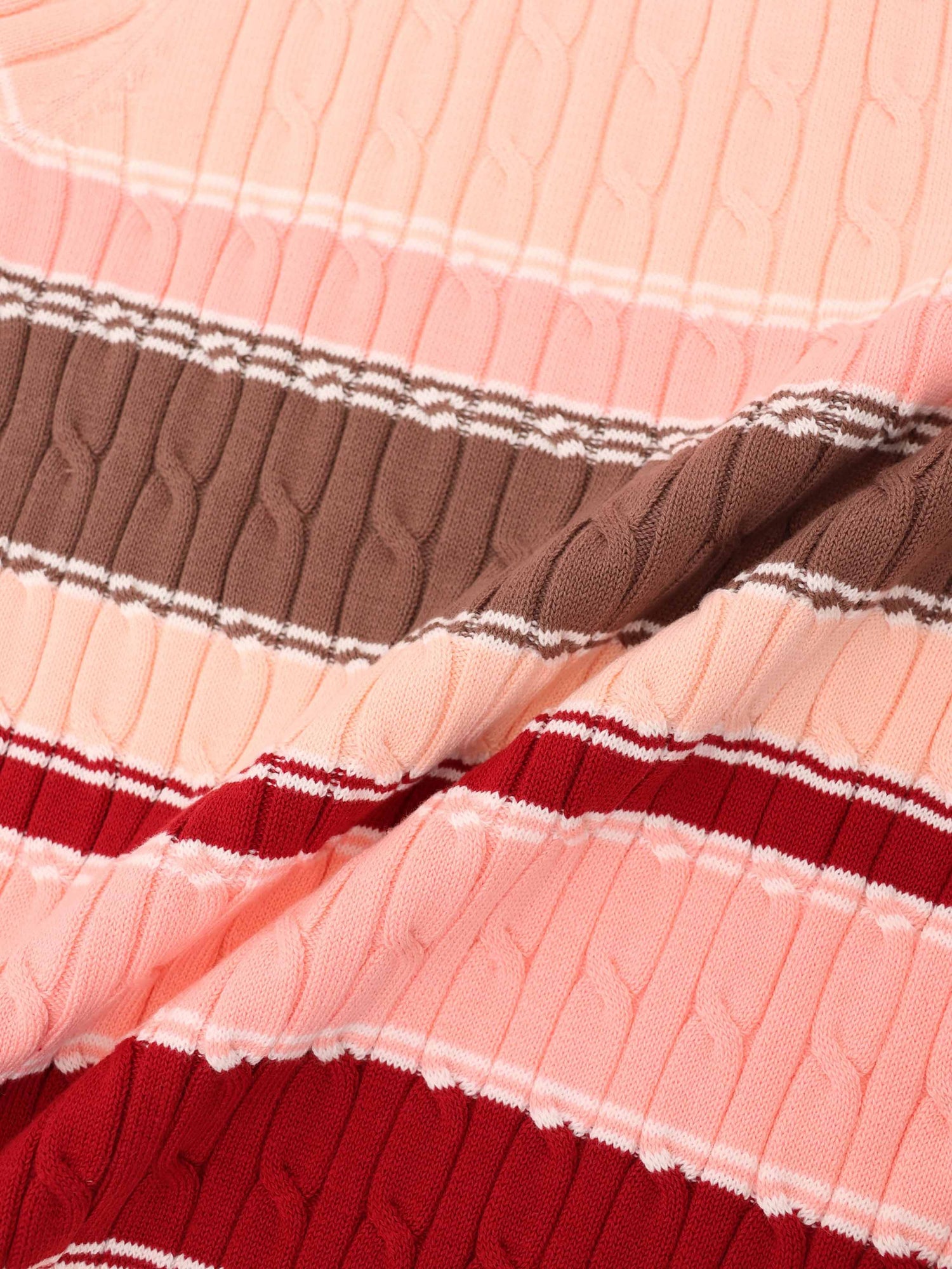 Striped Cable Sweater-Pink Stripe