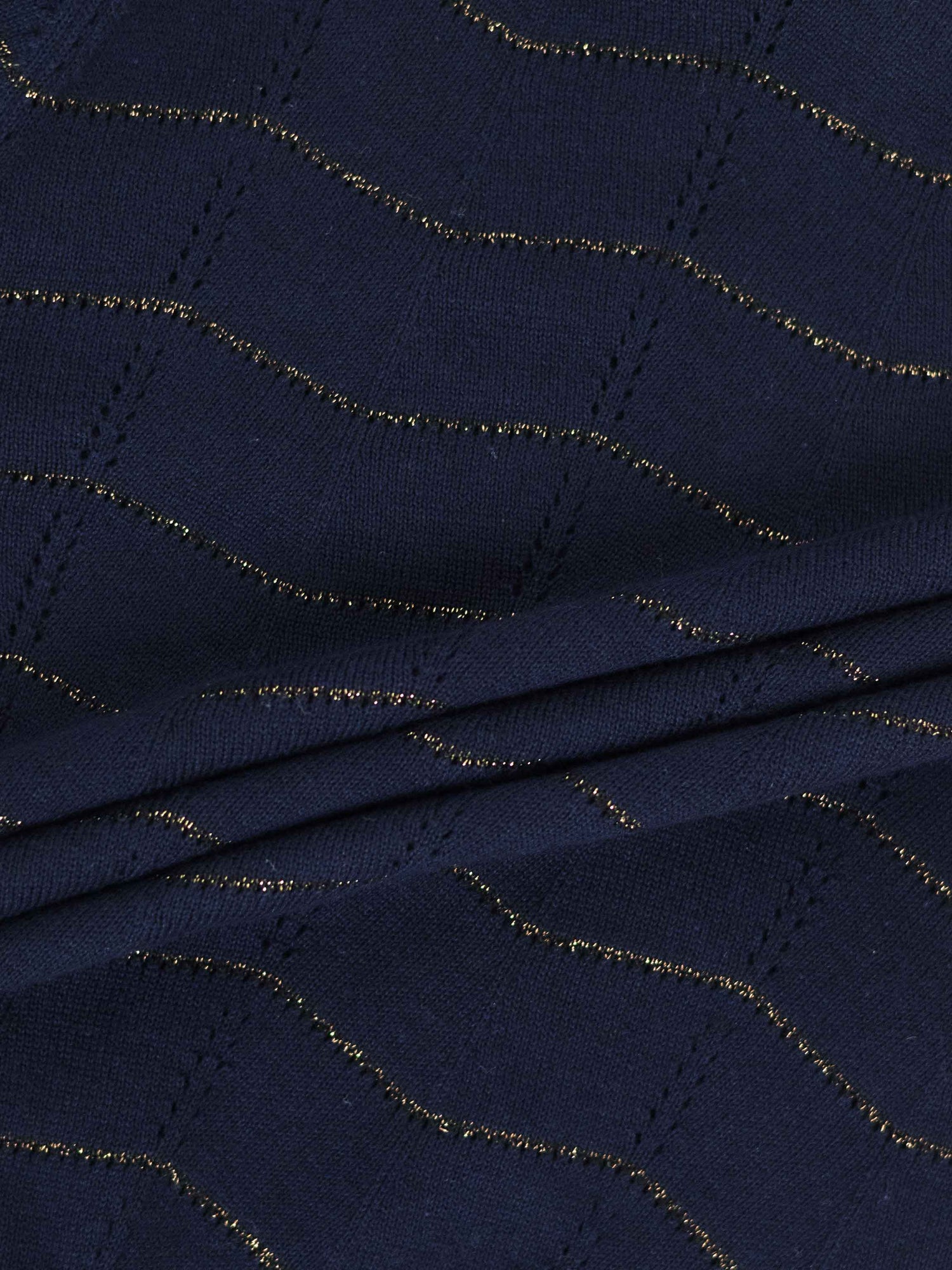 Lurex Striped Sweater-Navy/Black