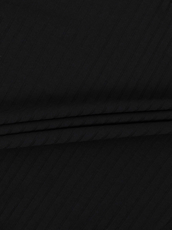 Ribbed High V Bomber-Black