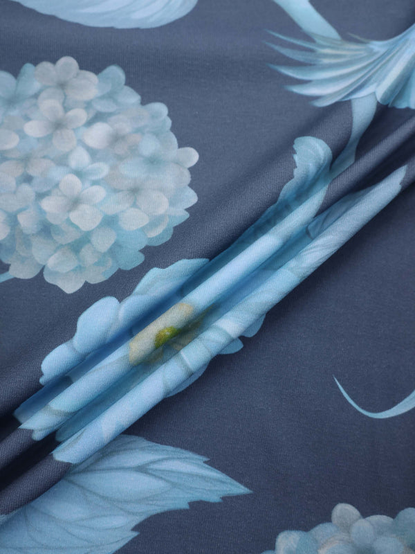 Basic Printed T-shirt-Light Blue Flowers