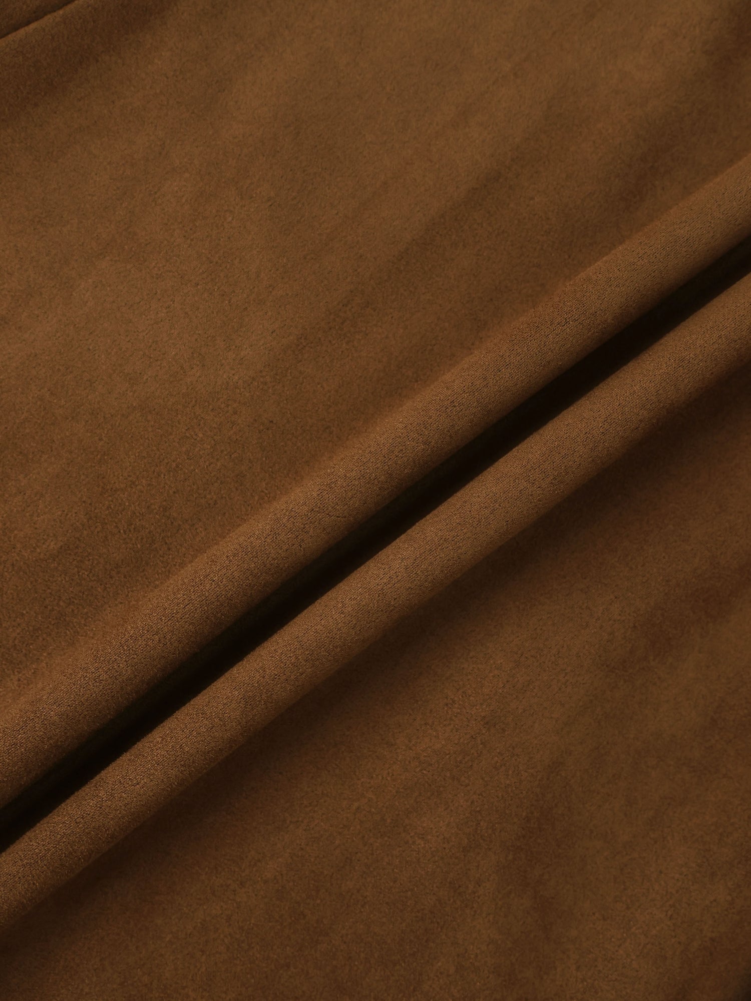 Curved Yoke Faux Suede Skirt - Brown