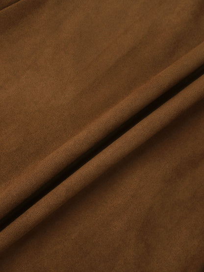 Curved Yoke Faux Suede Skirt - Brown