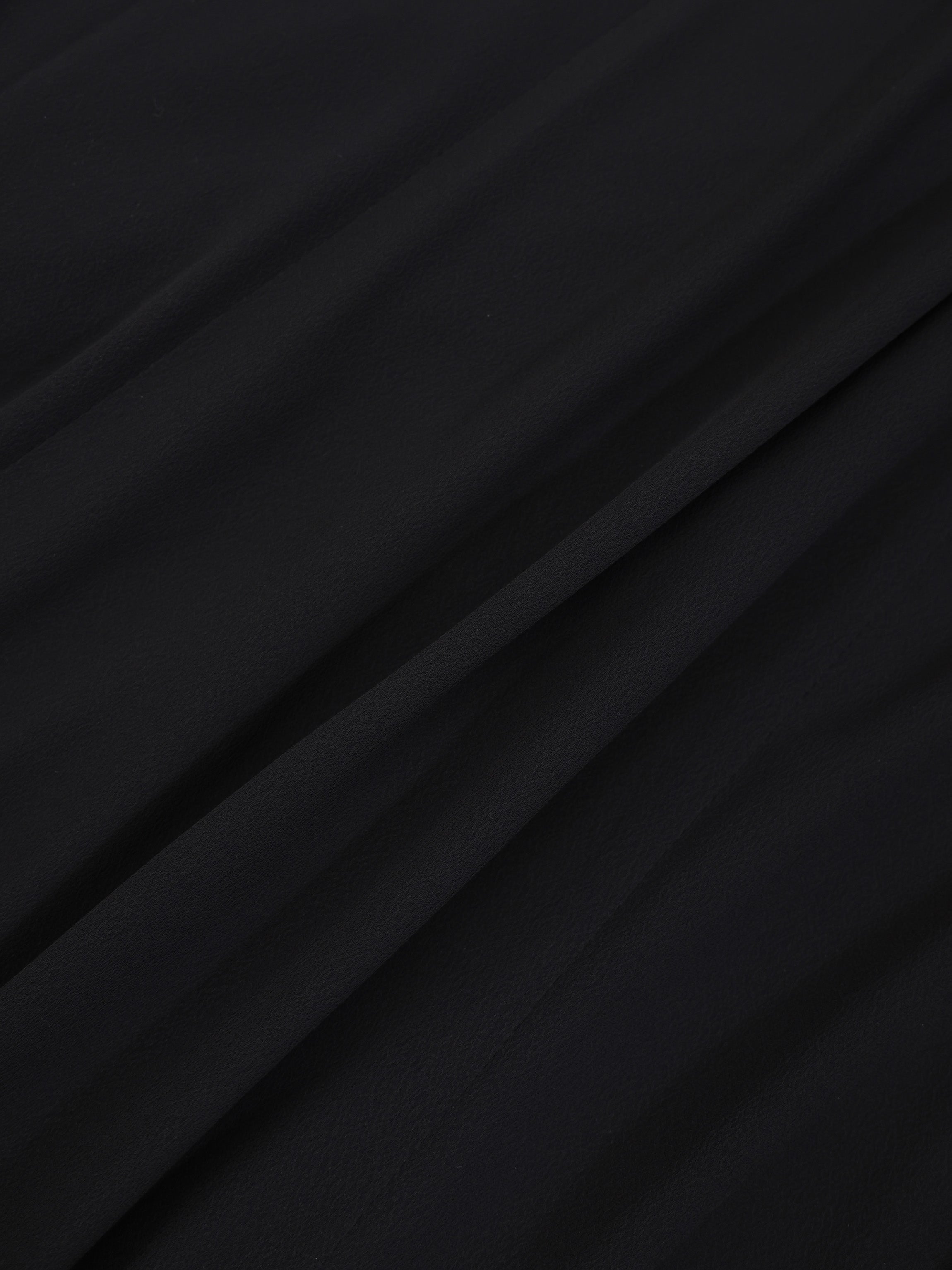 Lace Trim Crepe Dress-Black