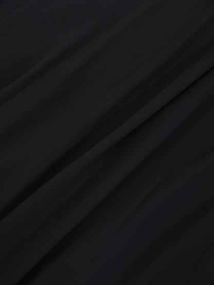 Lace Trim Crepe Dress-Black