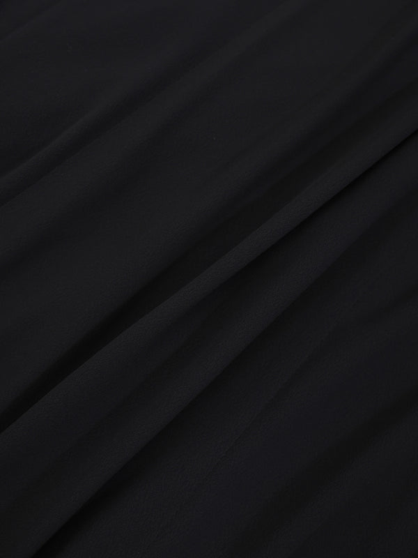 Lace Trim Crepe Dress-Black