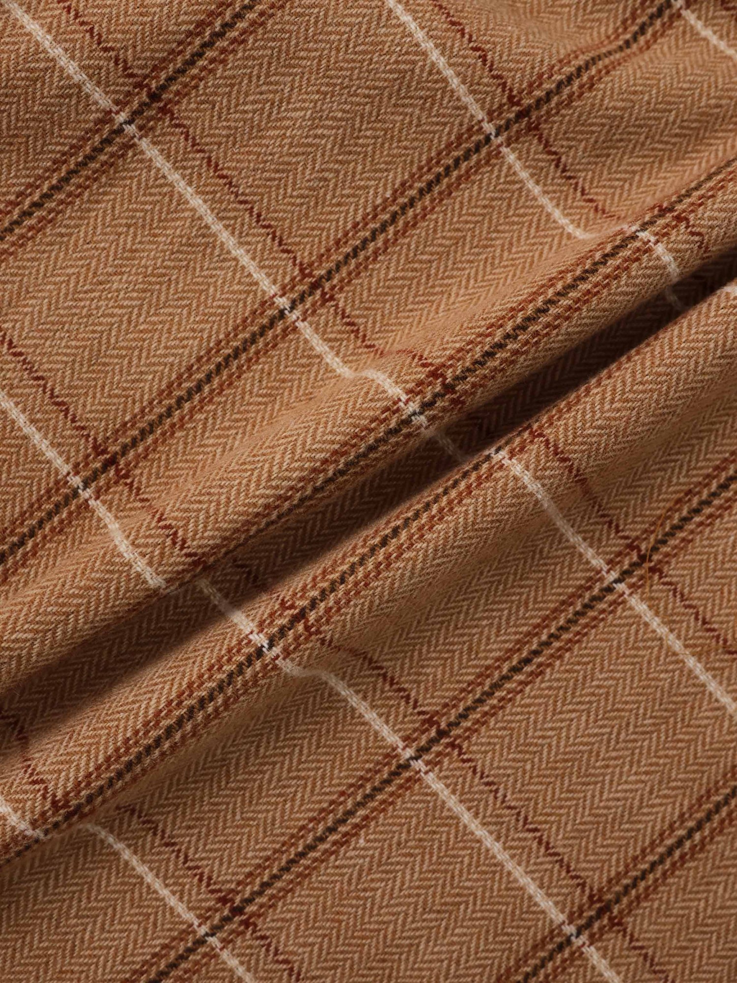 Tassel Mock Wrap Skirt - Camel Plaid