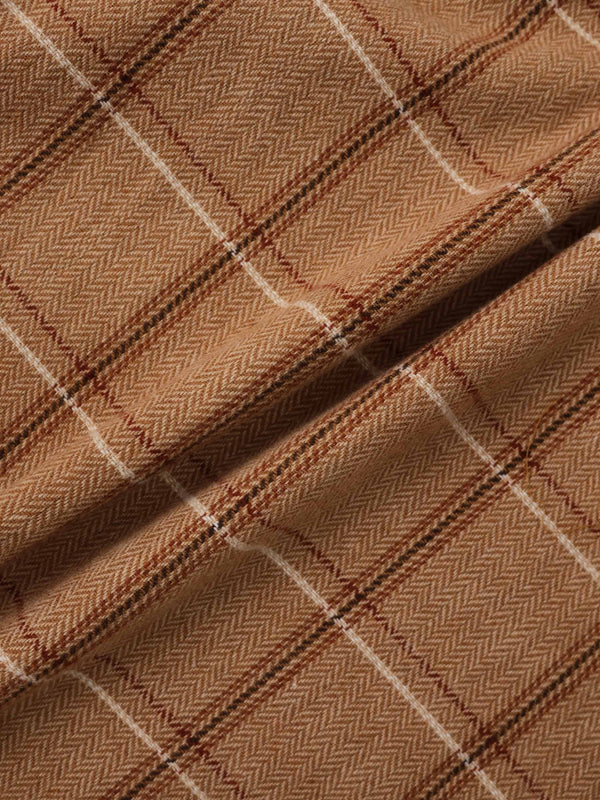 Tassel Mock Wrap Skirt - Camel Plaid