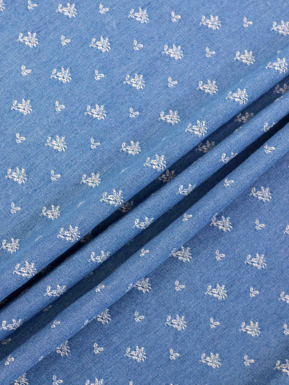 Mock Wrap Edged Detail Skirt-Blue Floral