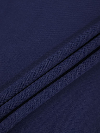 High Cuff Crew Sweater-Navy