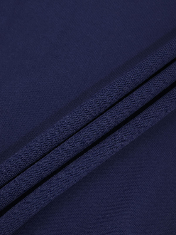 High Cuff Crew Sweater-Navy