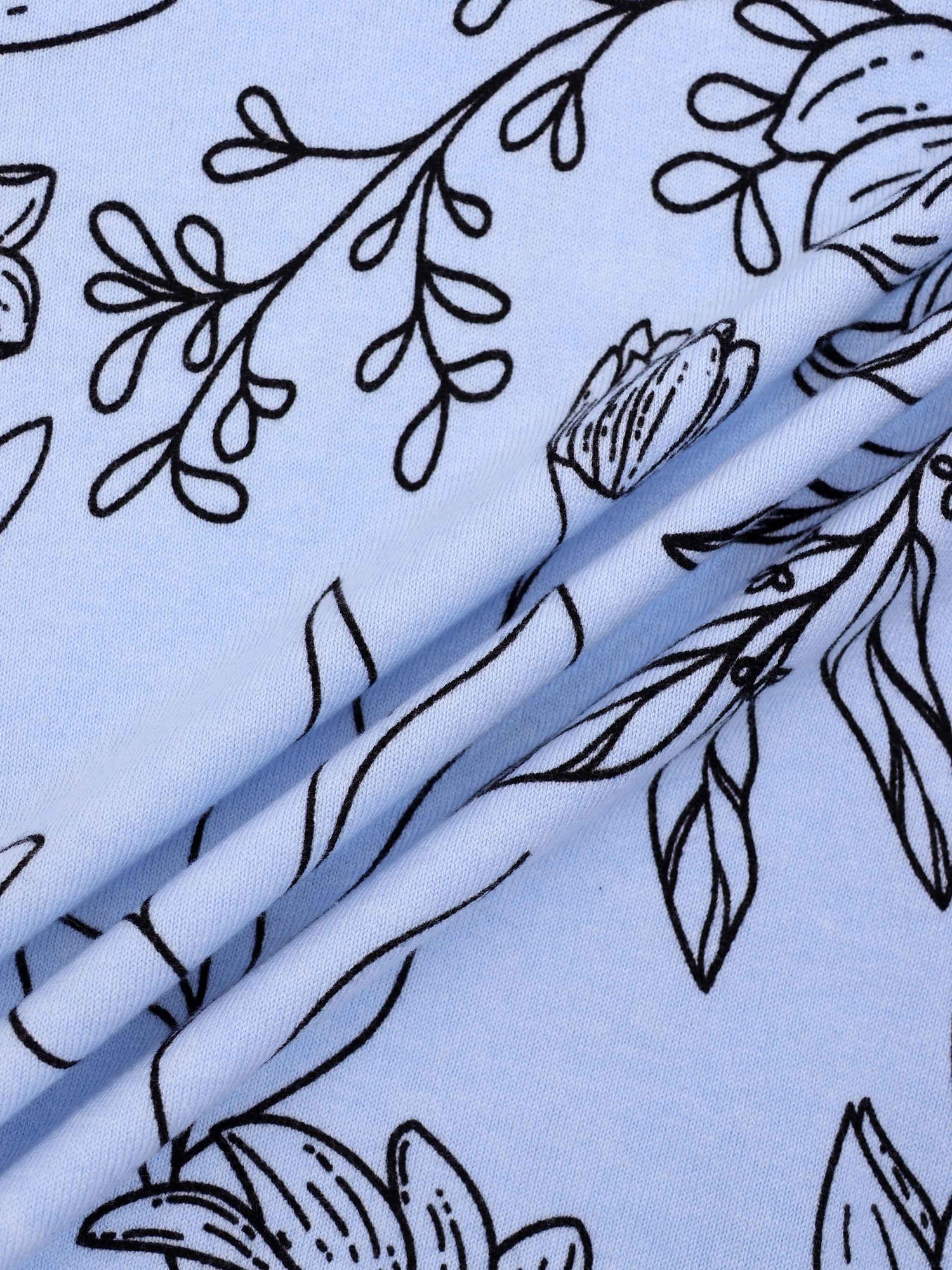 Printed High V Lightweight Sweater-Sketch Flower