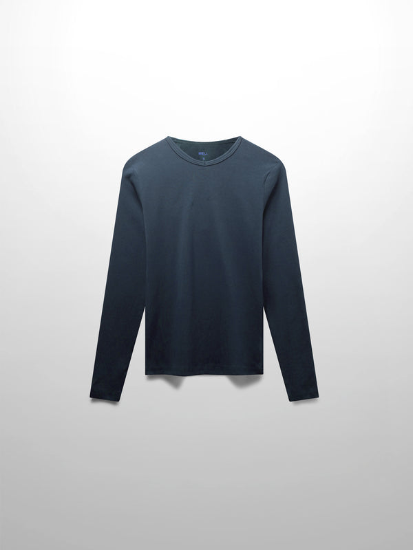 Basic High V Tee Long Sleeve-Deep Navy