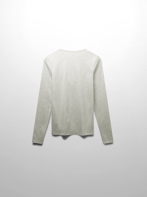 Basic High V Tee Long Sleeve-Heathered Grey