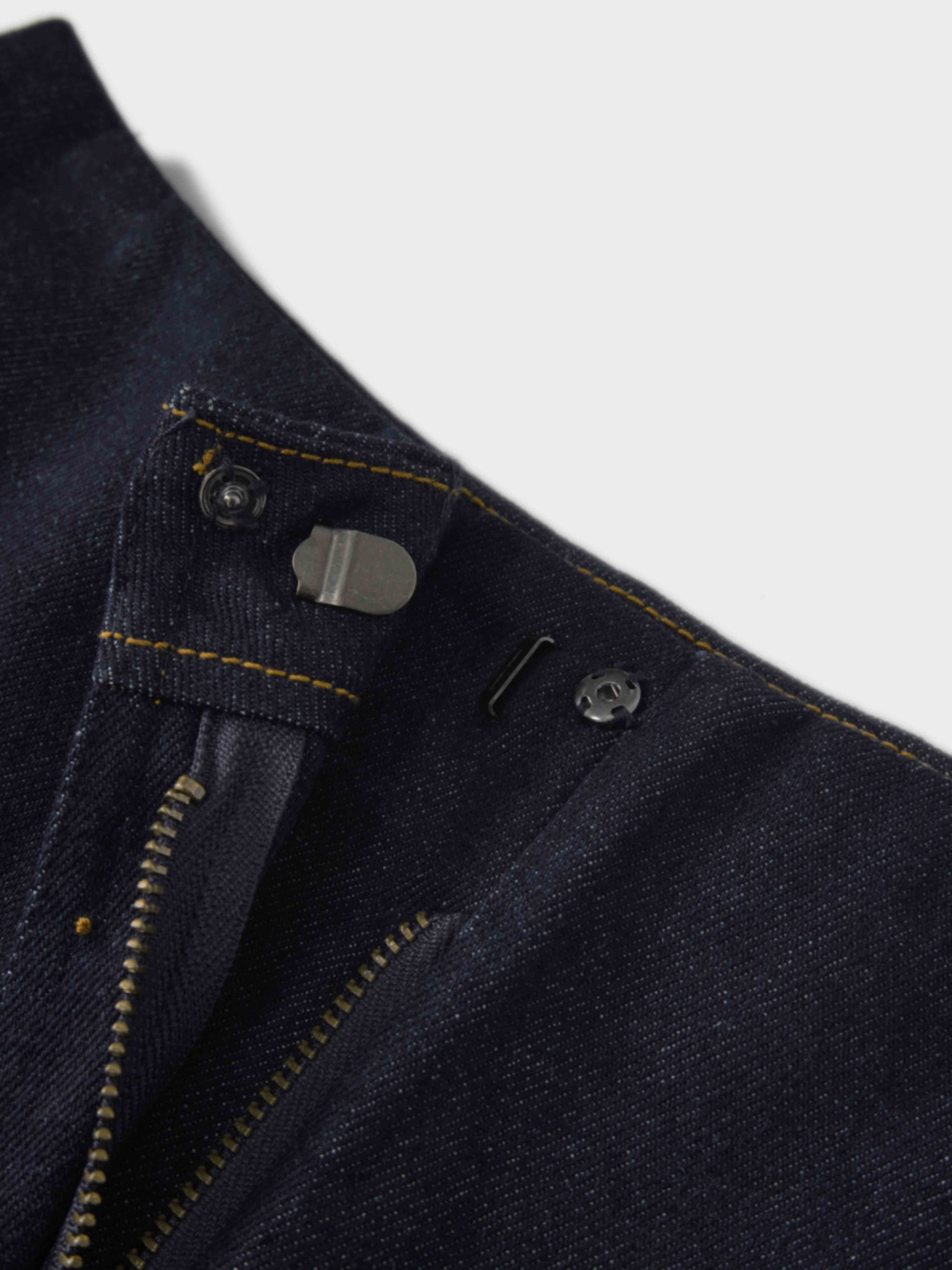 Border Stitched Yoke Denim Skirt-Blue