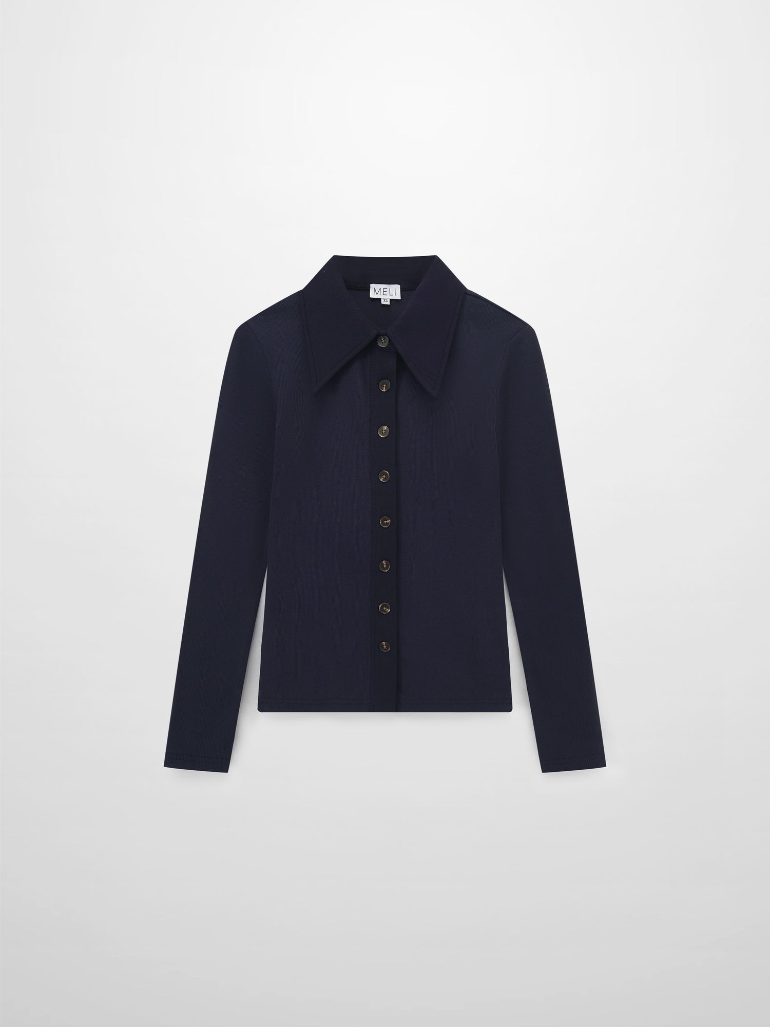 Ribbed Button Down Shirt-Navy