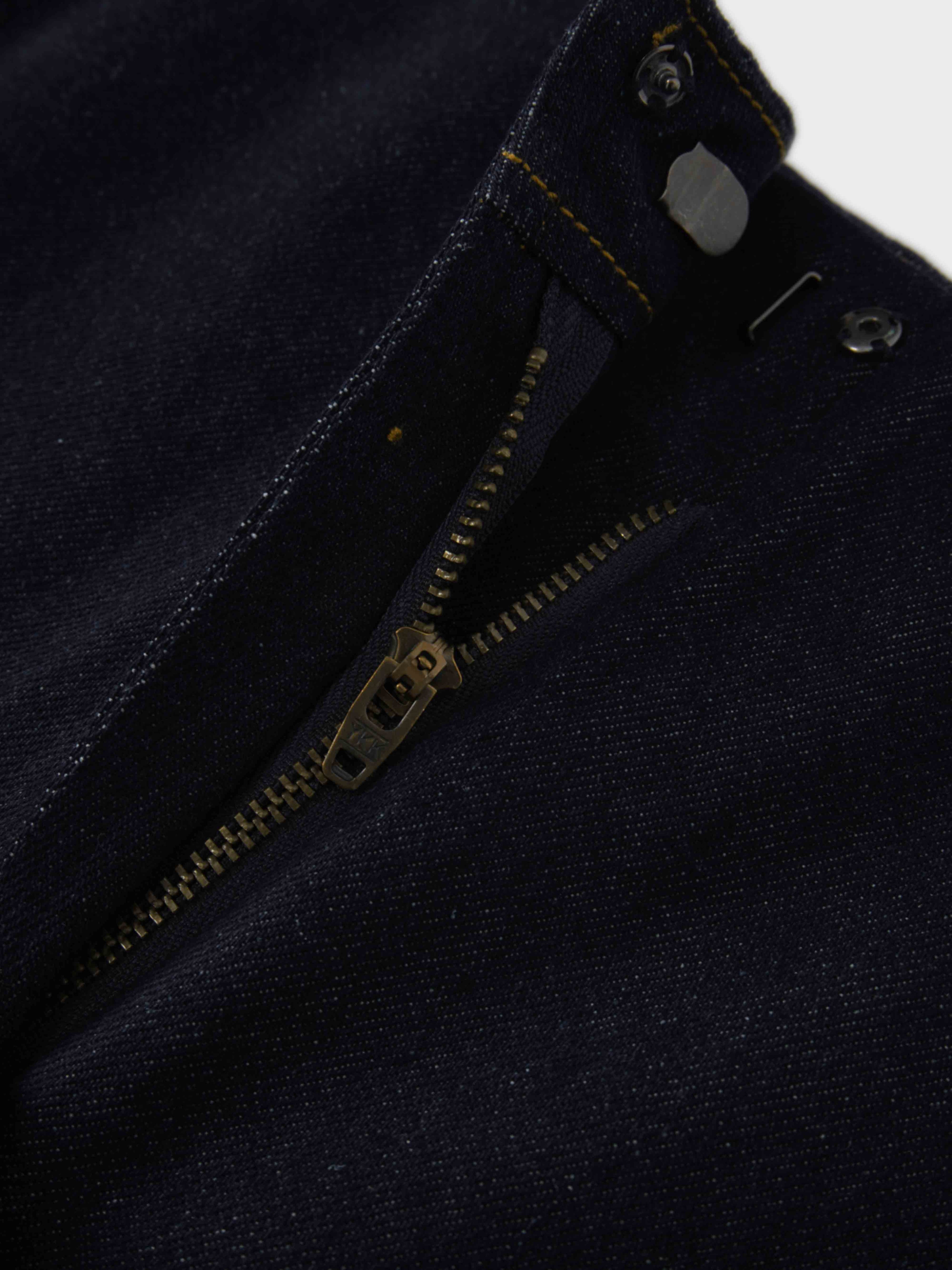 Border Stitched Yoke Denim Skirt-Blue