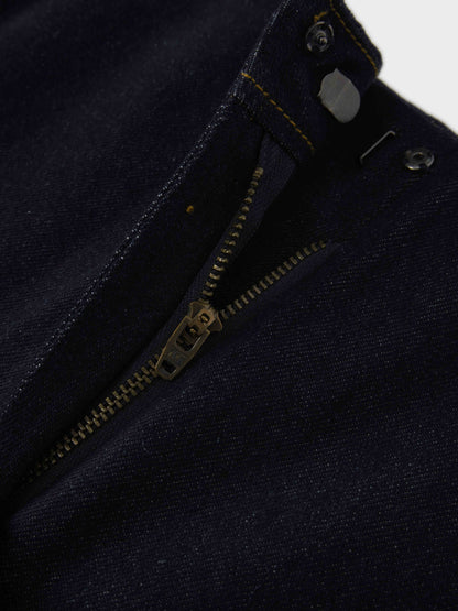 Border Stitched Yoke Denim Skirt-Blue